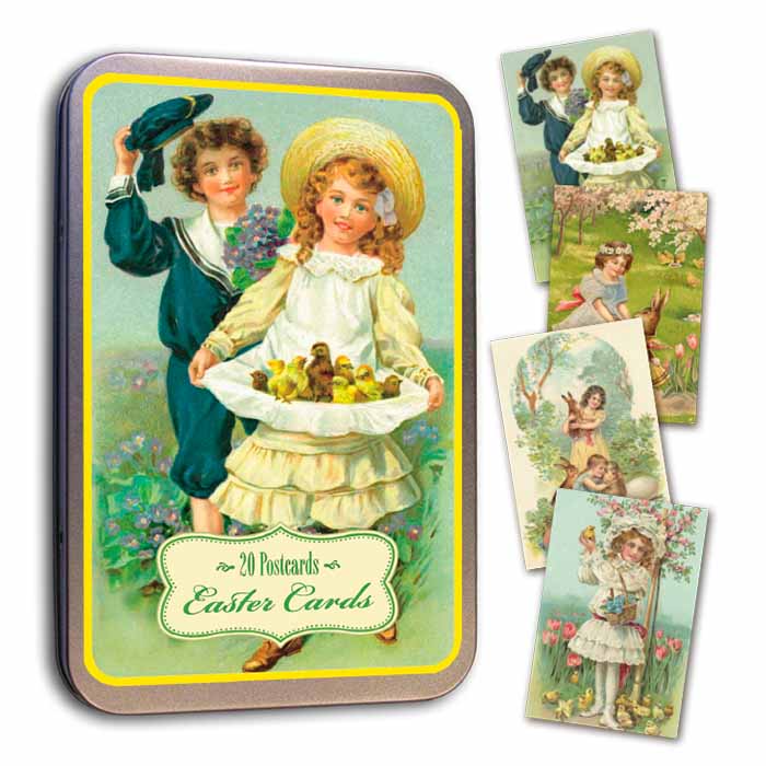Vintage postikortit 20 kpl peltirasiassa Pääsiäinen